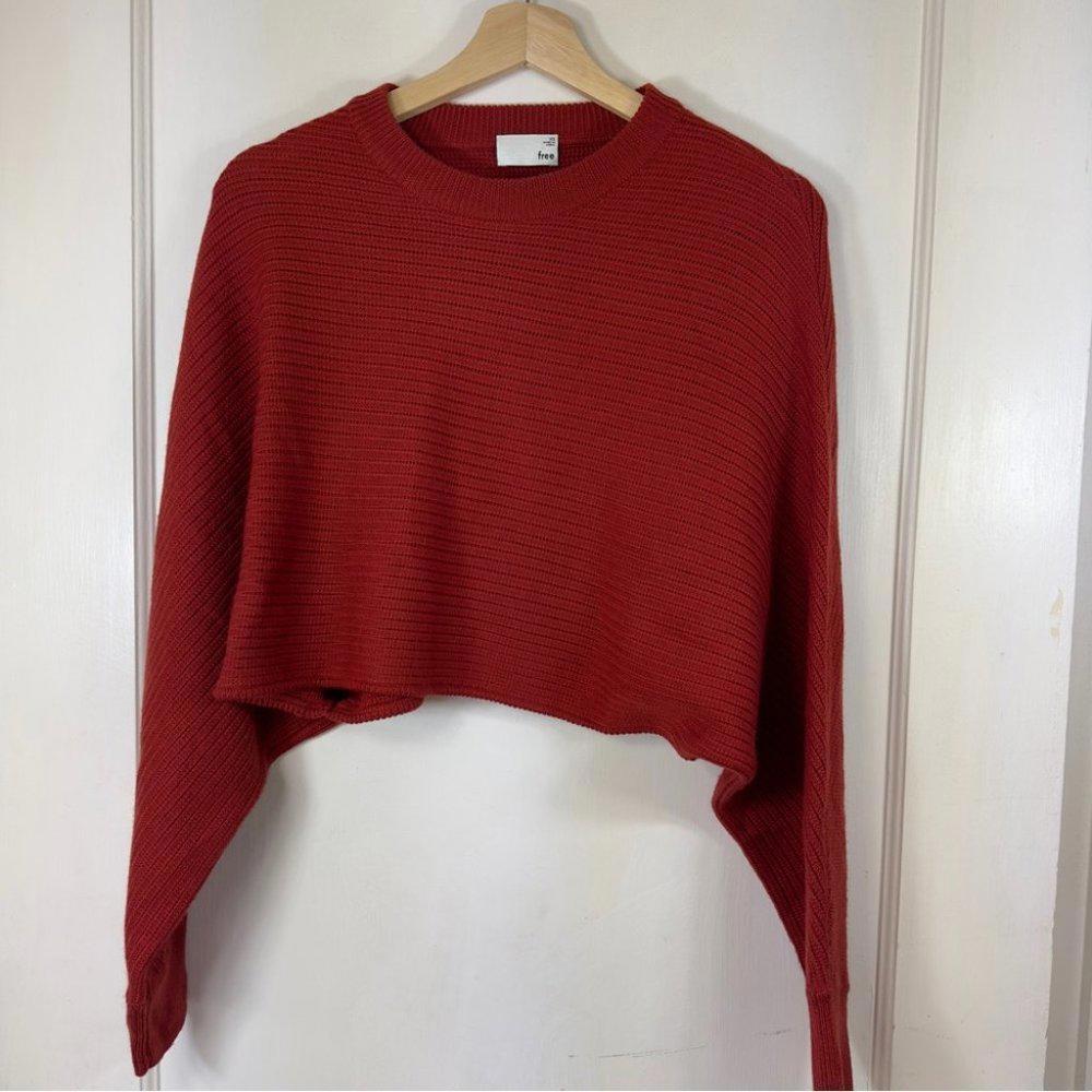Aritzia Wilfred Free Lolan Red Merino Wool Cropped Sweater - Brick - Xs View 2